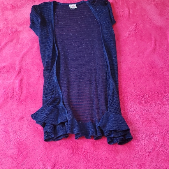 Blue sparkly short sleeved cardigan - Picture 1 of 2